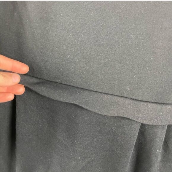 Tahari scoop neck scalloped hem 3/4 sleeve black dress plus size 14 - Picture 9 of 11